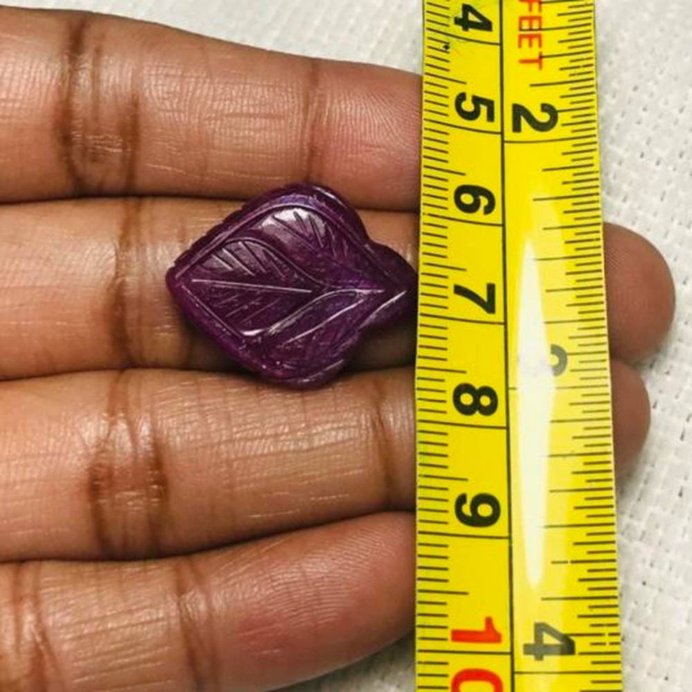 Ruby Natural Hand Carved Leaf Shape - image 3